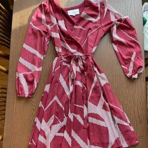 Charles Henry Wrap Dress M Red Pattern